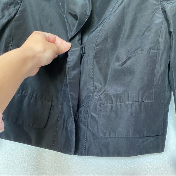 Carlisle Silk Blend Boxy Cropped Sleeve Black Jacket Size 4 - Picture 7 of 13